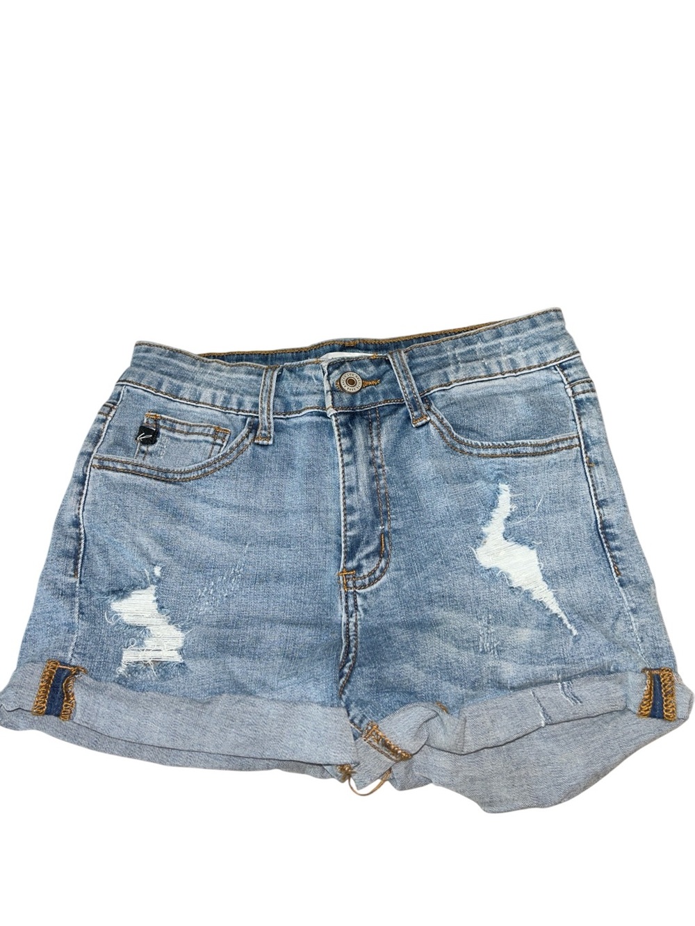 KanCan Light Blue Distressed Cuffed Denim Shorts Size 3 or 25